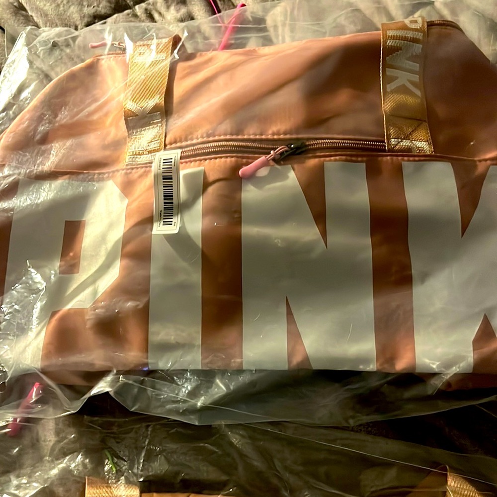 PINK carry on back that attaches to the back of the suitcase.